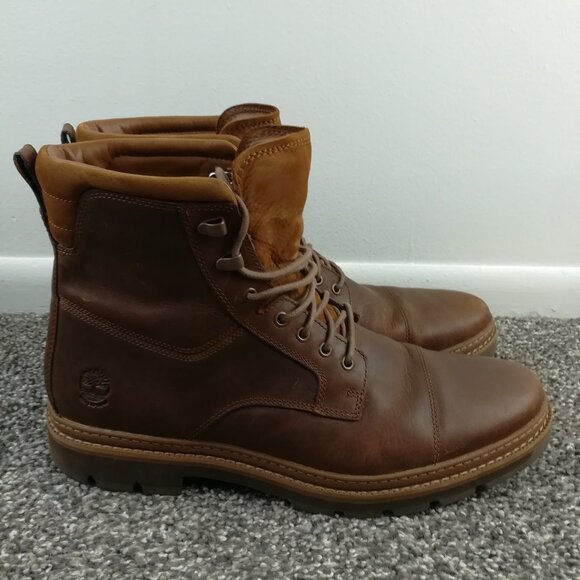 Men's Timberland Port Union Brown Waterproof Insulated Leather Boots Size 12 - Picture 1 of 7